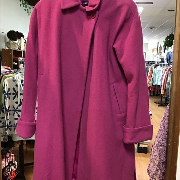 J.G. hook ladies 6 pink wool long coat - Picture 3 of 5
